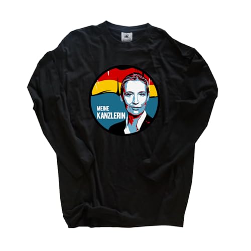 Alice Weidel-Meine Kanzlerin DTF Vollfarb Langarm-Shirt Klassisch Rundhals Schwarz S von Sammys Shirt Store