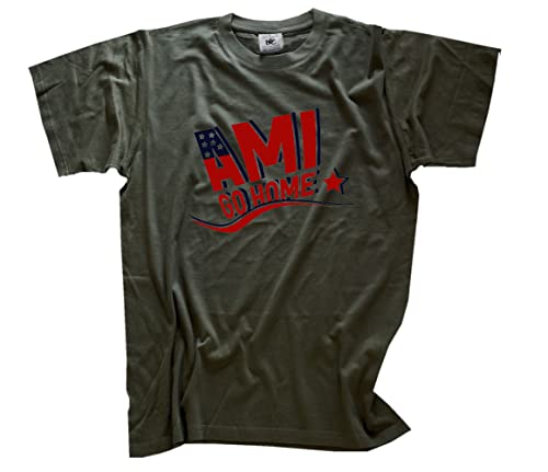Ami go Home - Flag Style T-Shirt Olive XXL von Sammys Shirt Store