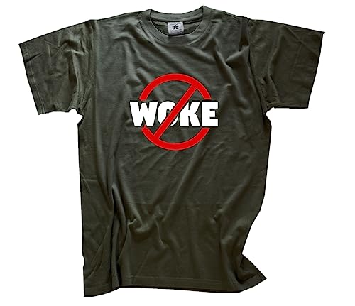 Anti Woke T-Shirt Olive M Klassisch Rundhals Kurzarm von Sammys Shirt Store