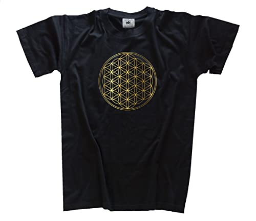 Blume des Lebens - Flower of Life T-Shirt Schwarz L Klassisch Kurzarm Rundhals von Sammys Shirt Store