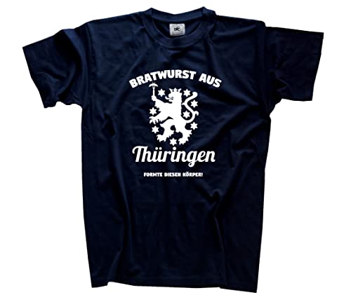 Bratwurst aus Thüringen formte diesen Körper T-Shirt Navy XXL Klassisch Kurzarm Rundhals von Sammys Shirt Store