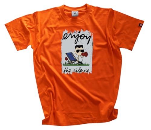 Dave - Enjoy The Silence Designer Cartoon DTF Vollfarb T-Shirt Klassisch Rundhals Kurzarm Orange XL von Sammys Shirt Store