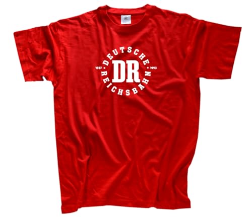 Deutsche Reichsbahn 1937-1993 T-Shirt Klassisch Rundhals Kurzarm Rot L von Sammys Shirt Store