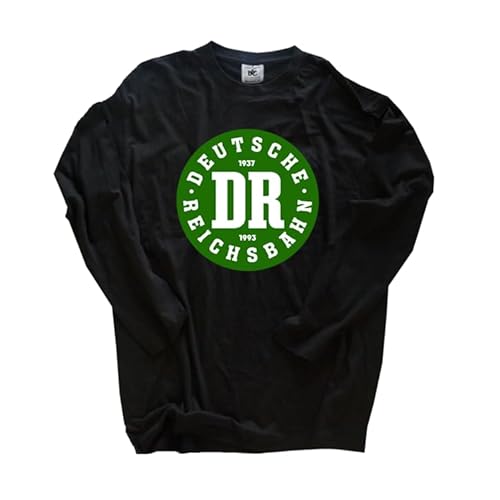 Deutsche Reichsbahn GRÜN DTF-Druck Langarm-Shirt Klassisch Rundhals Schwarz M von Sammys Shirt Store