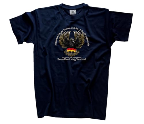 Deutschland-Auferstanden aus Ruinen Adler VOLLFARB T-Shirt Klassisch Rundhals Kurzarm Navy L von Sammys Shirt Store
