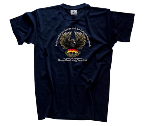 Deutschland-Auferstanden aus Ruinen Adler VOLLFARB T-Shirt Klassisch Rundhals Kurzarm Navy XXL von Sammys Shirt Store