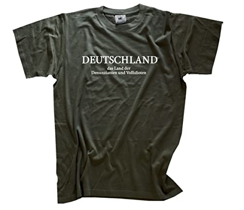 Deutschland-das Land der Denunzianten und Vollidioten T-Shirt Olive XXXL Klassisch Kurzarm Rundhals von Sammys Shirt Store