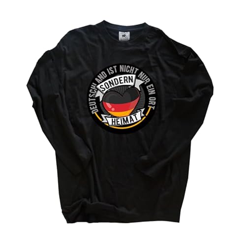 Deutschland ist Nicht nur II EIN Ort sondern Heimat DTF-Druck Langarm-Shirt Klassisch Rundhals Schwarz L von Sammys Shirt Store