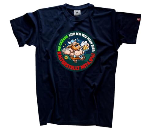 Die Grünen lieb ich wie Mein Bier kaltgestellt und bei 4,9 DTF Vollfarb T-Shirt Klassisch Rundhals Kurzarm Navy M von Sammys Shirt Store