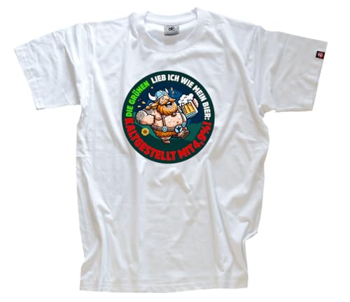 Die Grünen lieb ich wie Mein Bier kaltgestellt und bei 4,9 DTF Vollfarb T-Shirt Klassisch Rundhals Kurzarm Weiss XXL von Sammys Shirt Store
