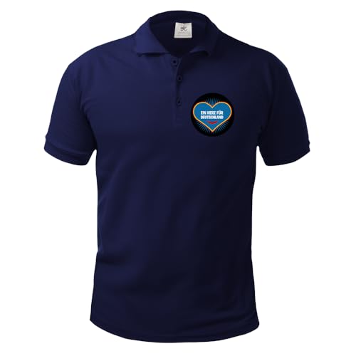 EIN blaues Herz III für Deutschland Poloshirt Polohemd B&C Safran Navy XXL von Sammys Shirt Store
