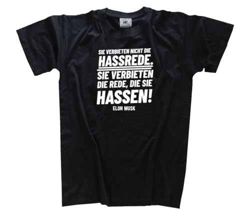 Elon Musk Sie verbieten Nicht die Hassrede Zensur T-Shirt Klassisch Rundhals Kurzarm Schwarz L von Sammys Shirt Store