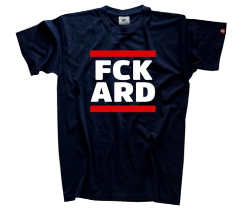 FCK ARD 2farb Rundfunkgebühr Lügenpresse GEZ T-Shirt Klassisch Rundhals Kurzarm Navy XXL von Sammys Shirt Store