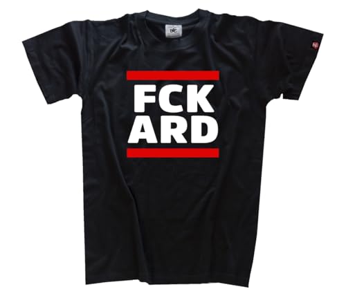 FCK ARD 2farb Rundfunkgebühr Lügenpresse GEZ T-Shirt Klassisch Rundhals Kurzarm Schwarz XXL von Sammys Shirt Store