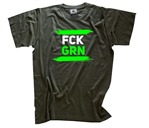 FCK GRN Fu_k Grün Grüne T-Shirt Olive L Klassischer Schnitt Rundhals von Sammys Shirt Store