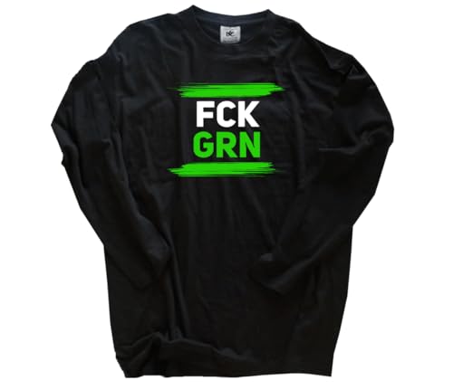 FCK GRN Fuck Grün Langarm-Shirt Klassisch Rundhals Schwarz S von Sammys Shirt Store