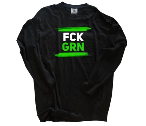 FCK GRN Fuck Grün Langarm-Shirt Klassisch Rundhals Schwarz XL von Sammys Shirt Store