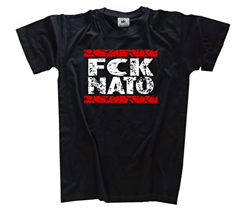 FCK NATO DMC Style T-Shirt Schwarz L Klassisch Kurzarm Rundhals von Sammys Shirt Store