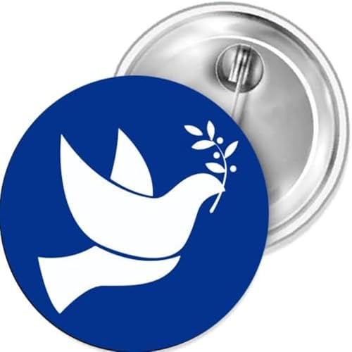 Friedenstaube weiss auf blau Button 25 mm von Sammys Shirt Store