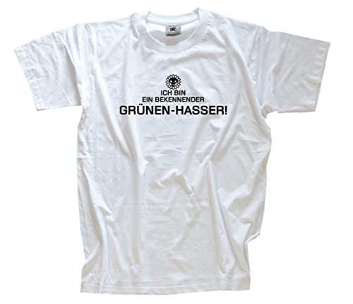 Ich Bin EIN bekennder Grünen Hasser T-Shirt Weiss L von Sammys Shirt Store