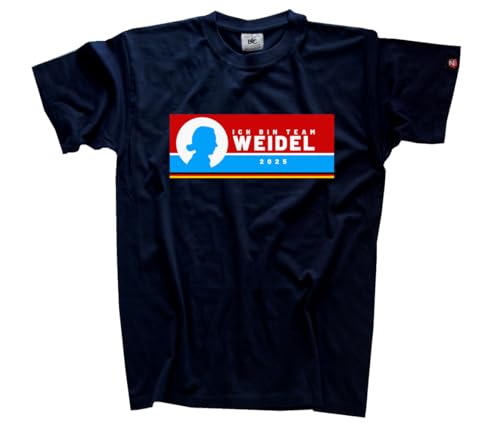 Ich Bin Team Weidel 2025 Neuwahlen AFD Wende Ampel Grüne DTF Vollfarb T-Shirt Klassisch Rundhals Kurzarm Navy XL von Sammys Shirt Store