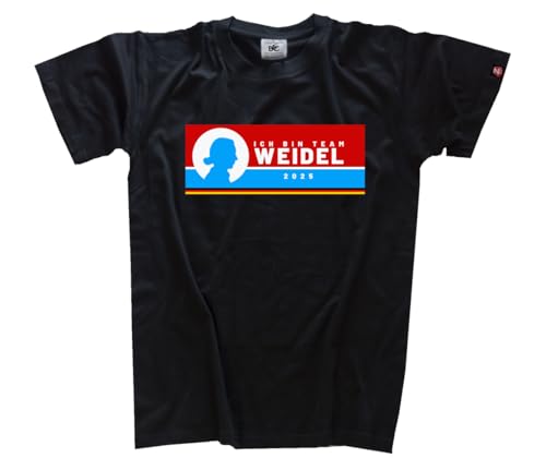 Ich Bin Team Weidel 2025 Neuwahlen AFD Wende Ampel Grüne DTF Vollfarb T-Shirt Klassisch Rundhals Kurzarm Schwarz L von Sammys Shirt Store