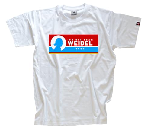 Ich Bin Team Weidel 2025 Neuwahlen AFD Wende Ampel Grüne DTF Vollfarb T-Shirt Klassisch Rundhals Kurzarm Weiss L von Sammys Shirt Store