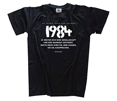 Je weiter Sich eine Gesellschaft von der Wahrheit entfernt. Orwell T-Shirt Schwarz XL Klassisch Kurzarm Rundhals von Sammys Shirt Store
