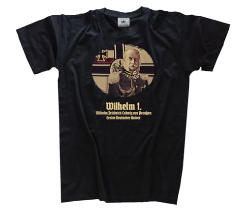 Kaiser Friedrich Wilhelm der I. Preußen VOLLFARB T-Shirt Klassisch Rundhals Kurzarm Schwarz XXL von Sammys Shirt Store