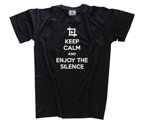 Keep Calm and Enjoy The Silence T-Shirt Klassisch Rundhals Kurzarm Schwarz XXXL von Sammys Shirt Store