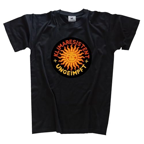 Klimaresistent und Ungeimpft DTF-Druck T-Shirt Klassisch Rundhals Kurzarm Schwarz XXL von Sammys Shirt Store