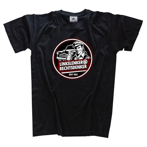 Linkslenker Rechtsdenker seit 1921 DTF-Druck T-Shirt Klassisch Rundhals Kurzarm Schwarz XXL von Sammys Shirt Store
