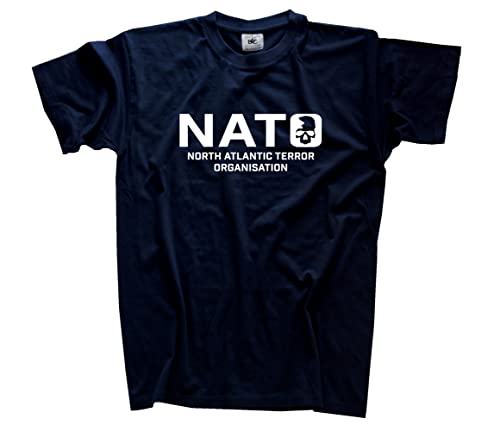 NATO-North Atlantic Terror Organisation T-Shirt Navy XXL Klassisch Kurzarm Rundhals von Sammys Shirt Store