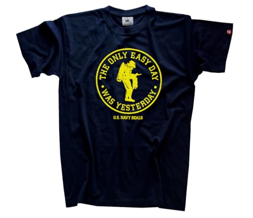 Navy Seals The only Easy Day was Yesterday T-Shirt Klassisch Rundhals Kurzarm Navy M von Sammys Shirt Store