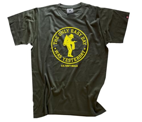 Navy Seals The only Easy Day was Yesterday T-Shirt Klassisch Rundhals Kurzarm Olive L von Sammys Shirt Store