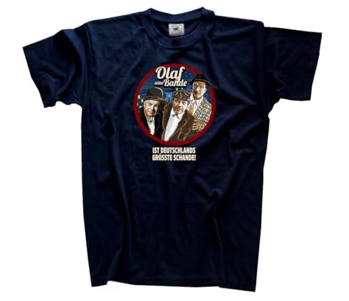 Olaf Seine Bande ist Deutschlands grösste Schande VOLLFARB T-Shirt Klassisch Rundhals Kurzarm Navy XL von Sammys Shirt Store