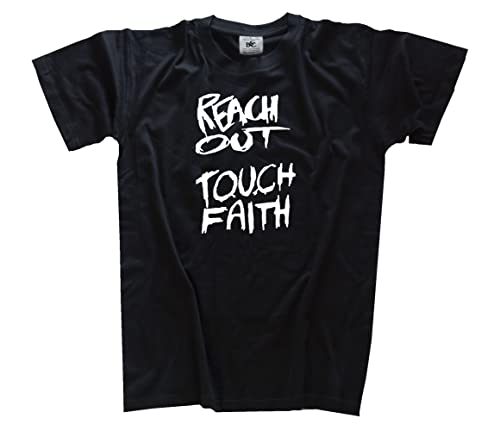 Reach Out Touch Faith T-Shirt Schwarz M Klassisch Kurzarm Rundhals von Sammys Shirt Store