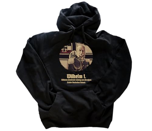 Sammys Shirt Store Kaiser Friedrich Wilhelm der I. Preußen VOLLFARB Kapuzenpullover Klassisch Dickes Material Schwarz XXXL von Sammys Shirt Store