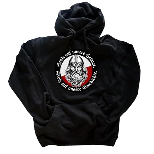 Sammys Shirt Store Stolz auf unsere Heimat, stolz auf unsere Geschichte Kapuzenpullover Klassisch Dickes Material Schwarz M von Sammys Shirt Store