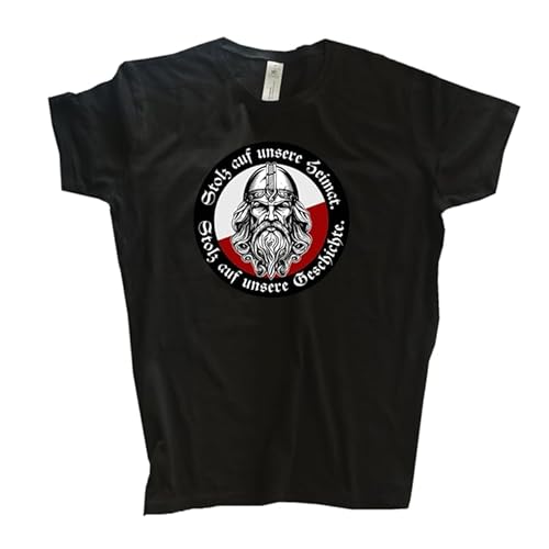 Stolz auf unsere Heimat, stolz auf unsere Geschichte Girly-Shirt Klassisch Rundhals Kurzarm Schwarz L von Sammys Shirt Store