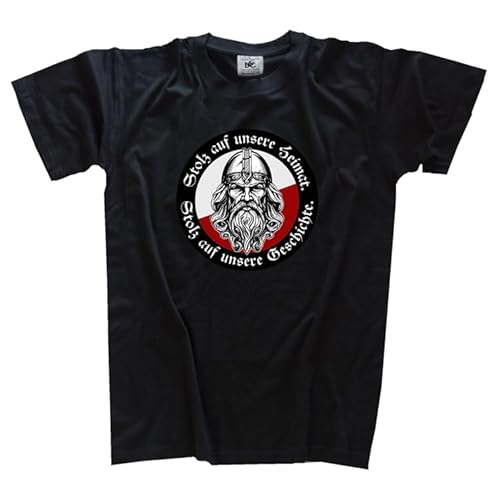 Stolz auf unsere Heimat, stolz auf unsere Geschichte T-Shirt Klassisch Rundhals Kurzarm Schwarz XXL von Sammys Shirt Store