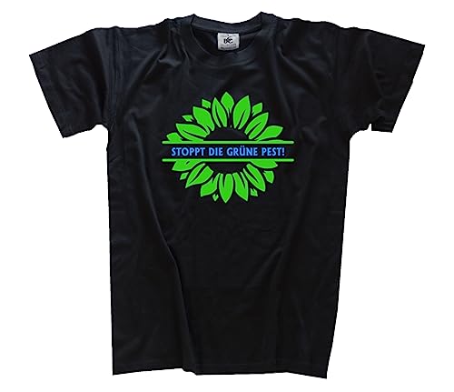 Stoppt die grüne Pest II T-Shirt Schwarz L Klassisch Kurzarm Rundhals von Sammys Shirt Store