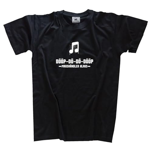 Techno Maushändler Klaus- dööp dö-dö-dööp T-Shirt Klassisch Rundhals Kurzarm Schwarz M von Sammys Shirt Store