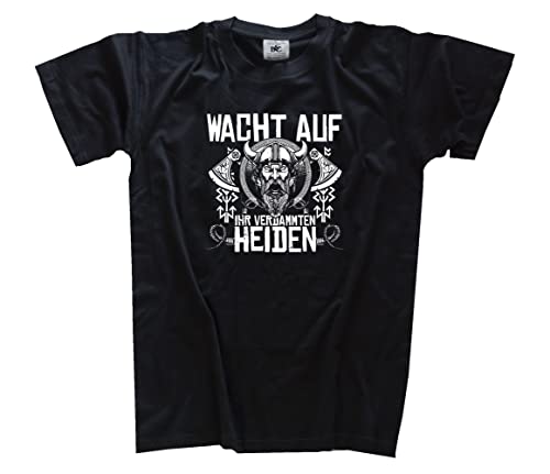 Wacht auf-Ihr verdammten Heiden T-Shirt Schwarz XL Klassisch Kurzarm Rundhals von Sammys Shirt Store