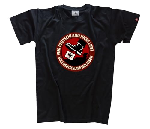 Wer Deutschland Nicht liebt soll es verlassen DTF Vollfarb T-Shirt Klassisch Rundhals Kurzarm Schwarz XL von Sammys Shirt Store