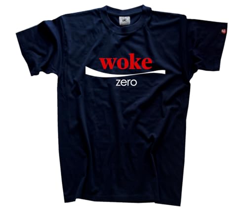 Woke Zero Anti Wokismus T-Shirt Klassisch Rundhals Kurzarm Navy XXL von Sammys Shirt Store