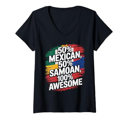 Damen Samoanischer Stamm Samoa Polynesisch Tanoa Mexikaner Samoaner T-Shirt mit V-Ausschnitt von Samoan Gifts for Men and Women