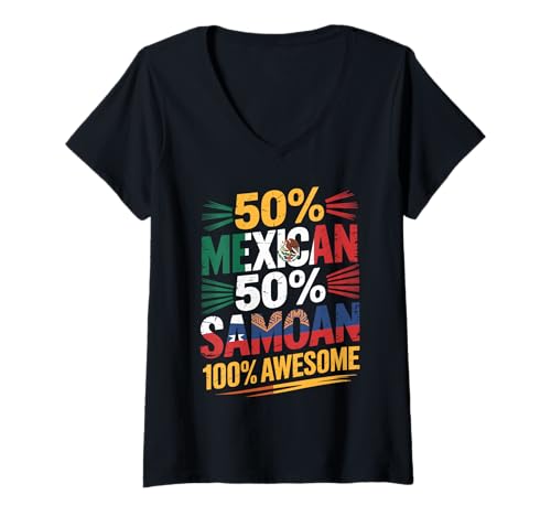 Damen Samoanischer Stamm Samoa Polynesisch Tanoa Mexikaner Samoaner T-Shirt mit V-Ausschnitt von Samoan Gifts for Men and Women