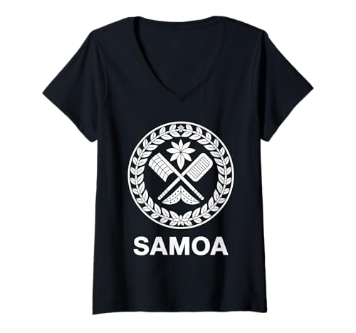 Damen Samoanischer Stamm Samoa Polynesisch Tanoa Samoan T-Shirt mit V-Ausschnitt von Samoan Gifts for Men and Women