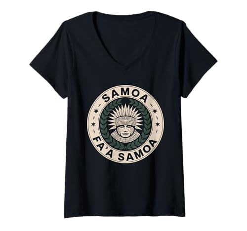 Damen Samoanischer Stamm Samoa Polynesisch Tanoa Samoan T-Shirt mit V-Ausschnitt von Samoan Gifts for Men and Women